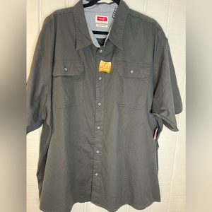Wrangler Mens Comfort Flex Shirt Short Sleeve Button Relaxed Fit ‎ 3XL Black NWT